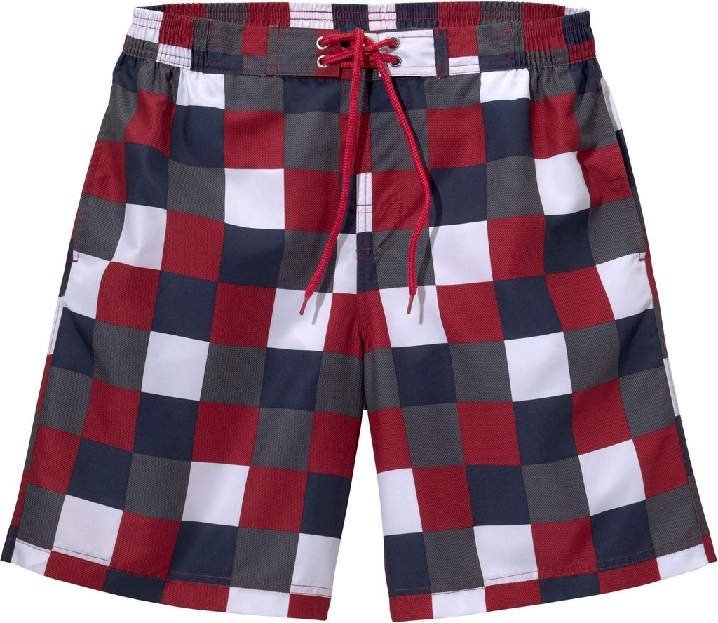 Buffalo Badeshorts rot-marine-kariert Größe L
