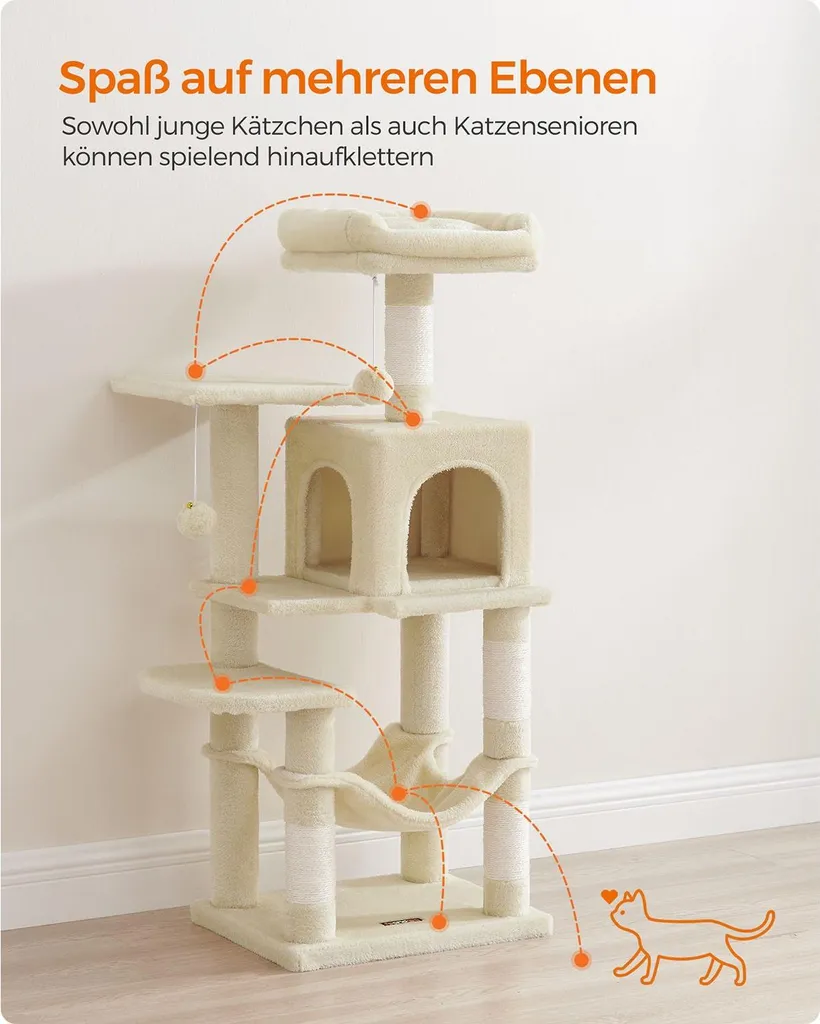 Tiragraffi 112 cm con piattaforme e amaca beige - 3