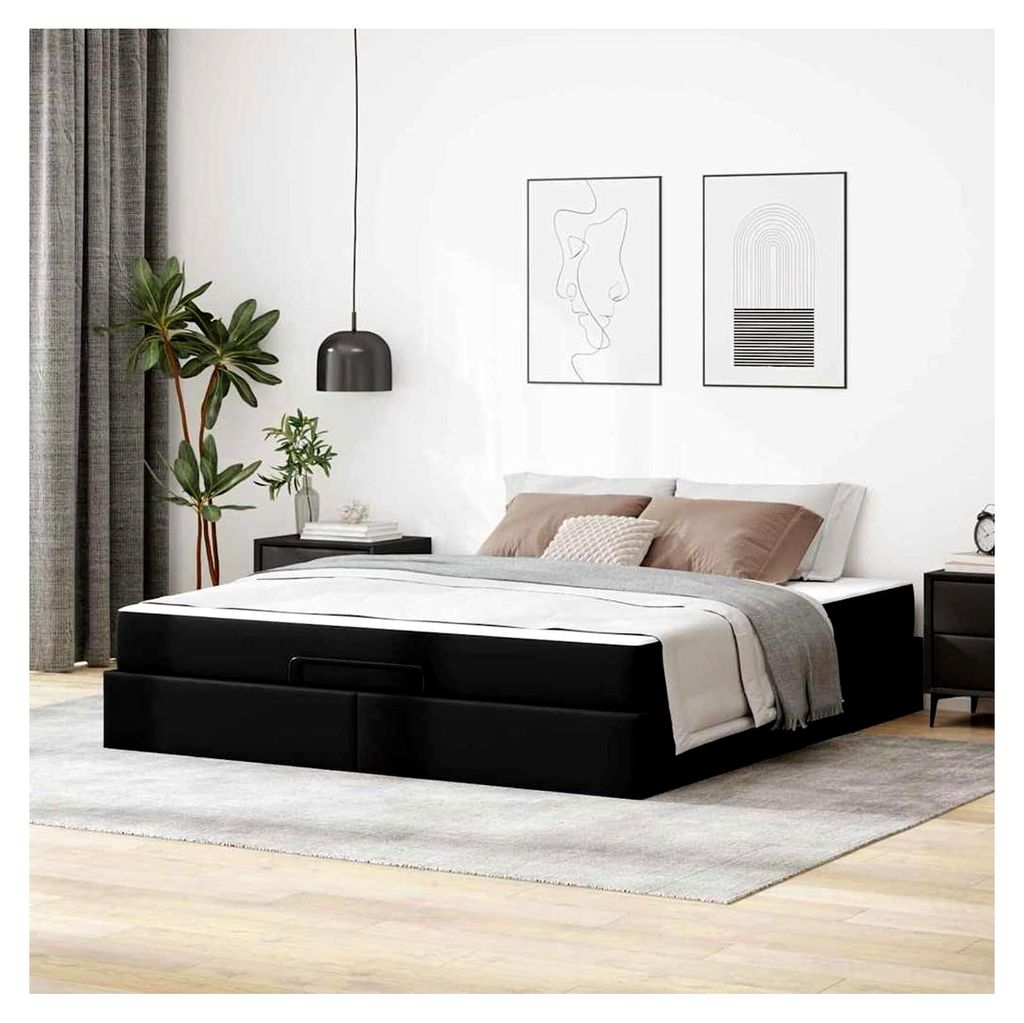 Bettgestell mit Matratze - Modernes Design, Stabilität, Hochdichte Schaummatratze, Unterbett-Stauraum, für Entspannung und Schlafkomfort