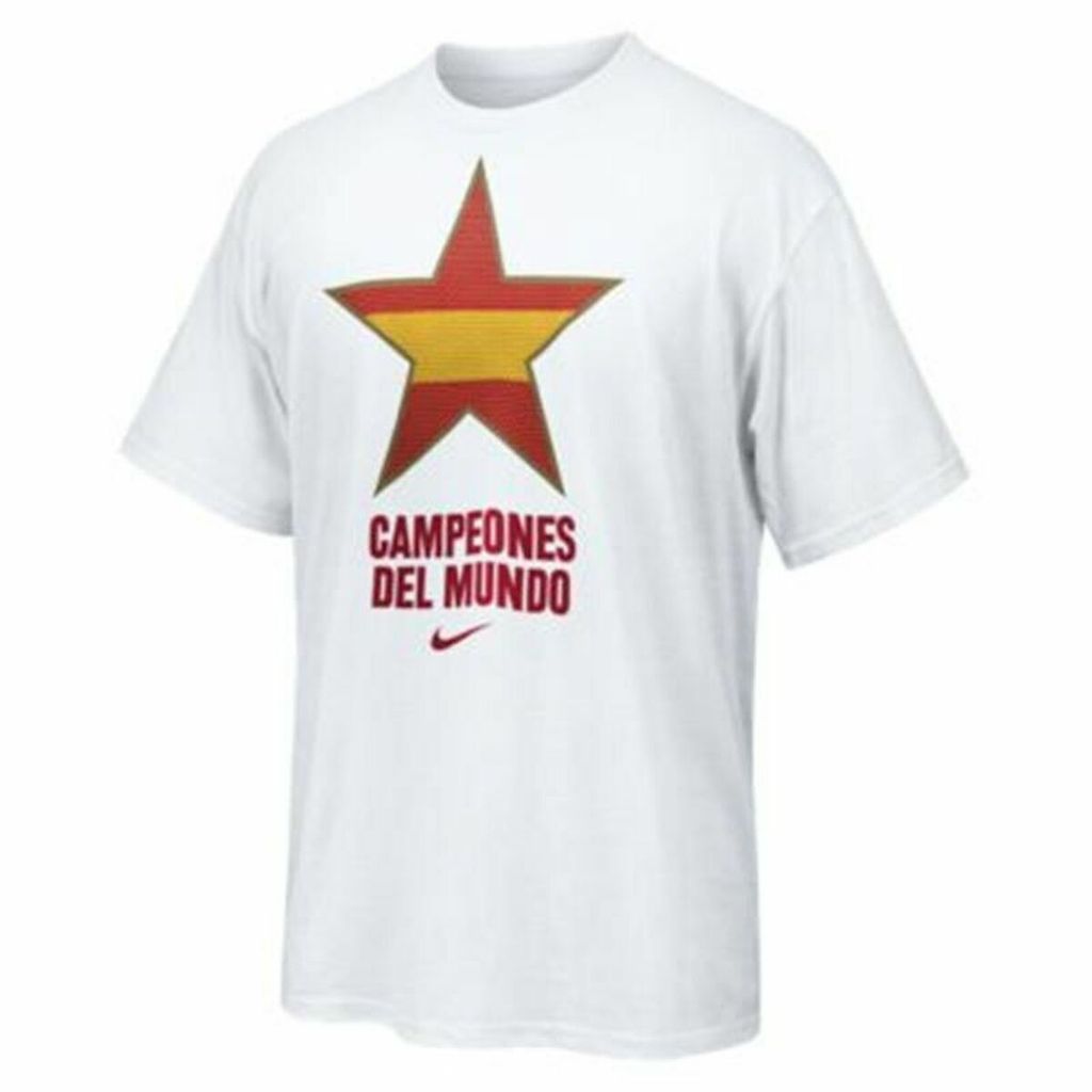 Herren Kurzarm-T-Shirt Nike Estrella España Campeones del Mundo 2010 Weiß - L