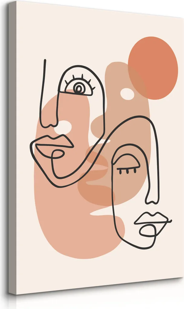 Quadro Boho Moderno Line Art ABSTRAKTE GESICHTER Muralo 70x100 su Tela