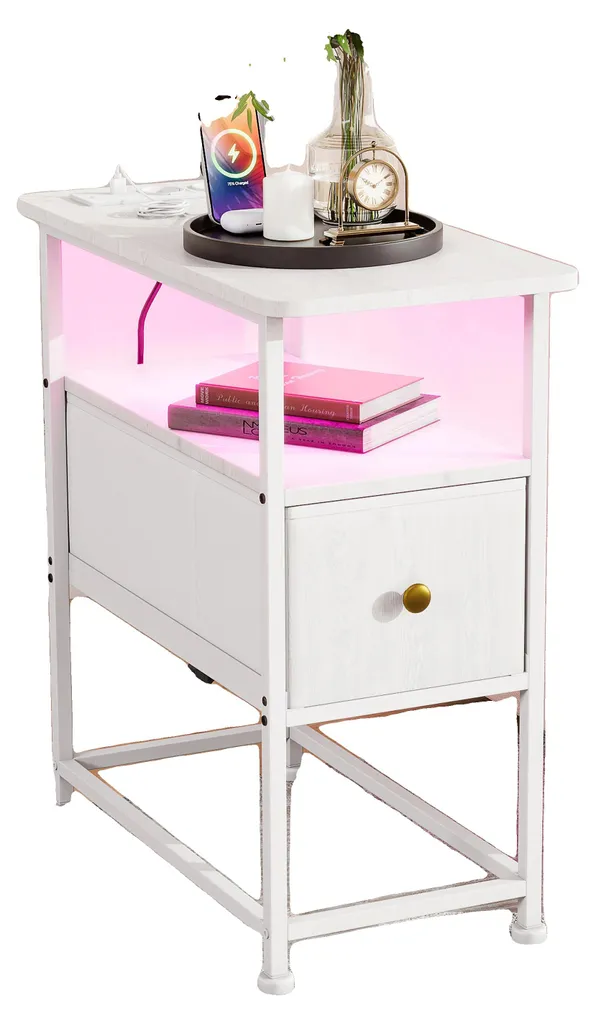 Table basse fonctionnelle A, rangement spacieux et recharge USB-C/AC