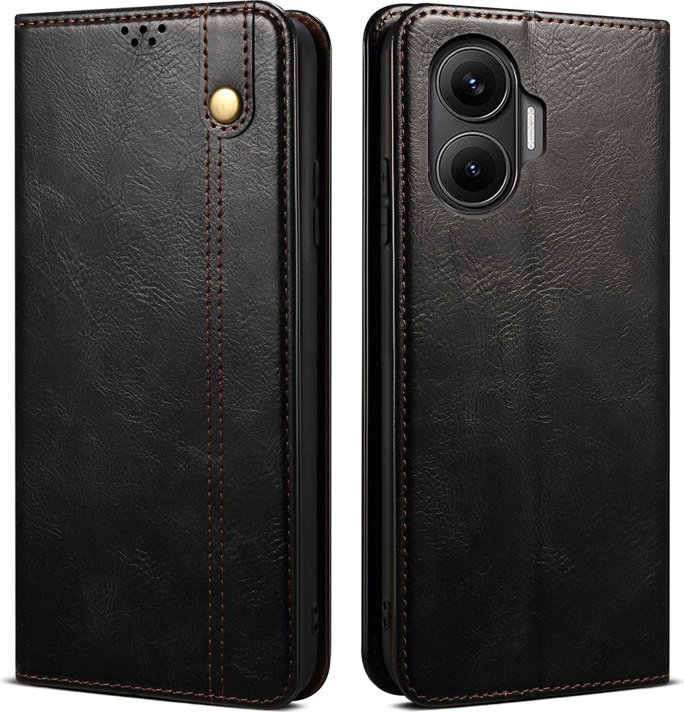 Hülle für Xiaomi Poco F7 Leder Brieftasche Schutzhülle mit Standfunktion Schwarz