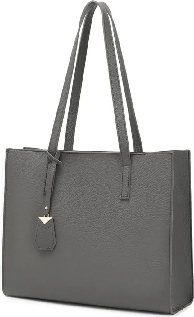 Grand sac cabas shopper femme gris idéal pour les cours et le bureau