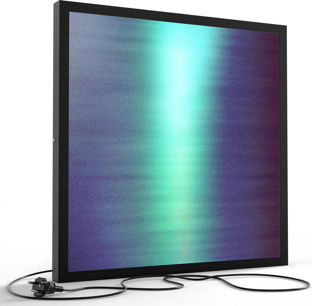 DEQORI LED-Bild & Lampe 60x60 cm Schwarz 'Neonstruktur mit Körnung' Leuchtbild Leuchte