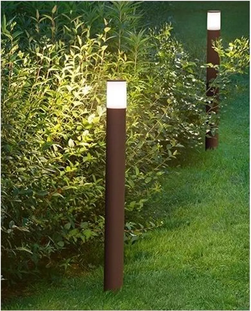 Sigaro - Paletto da Giardino con lampadina 1xE27 Max 20W IP54, Alluminio Verniciato, Paletto da esterno, Corten, H.90 cm - Perenz