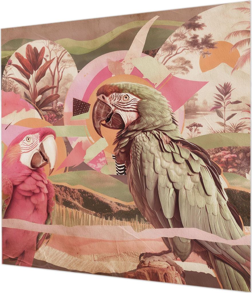 Wandtapete - Dekorative Tapete für Wohnzimmer - Tapetenfolie für Wanddekoration - 250x250 cm - Tropische Vögel