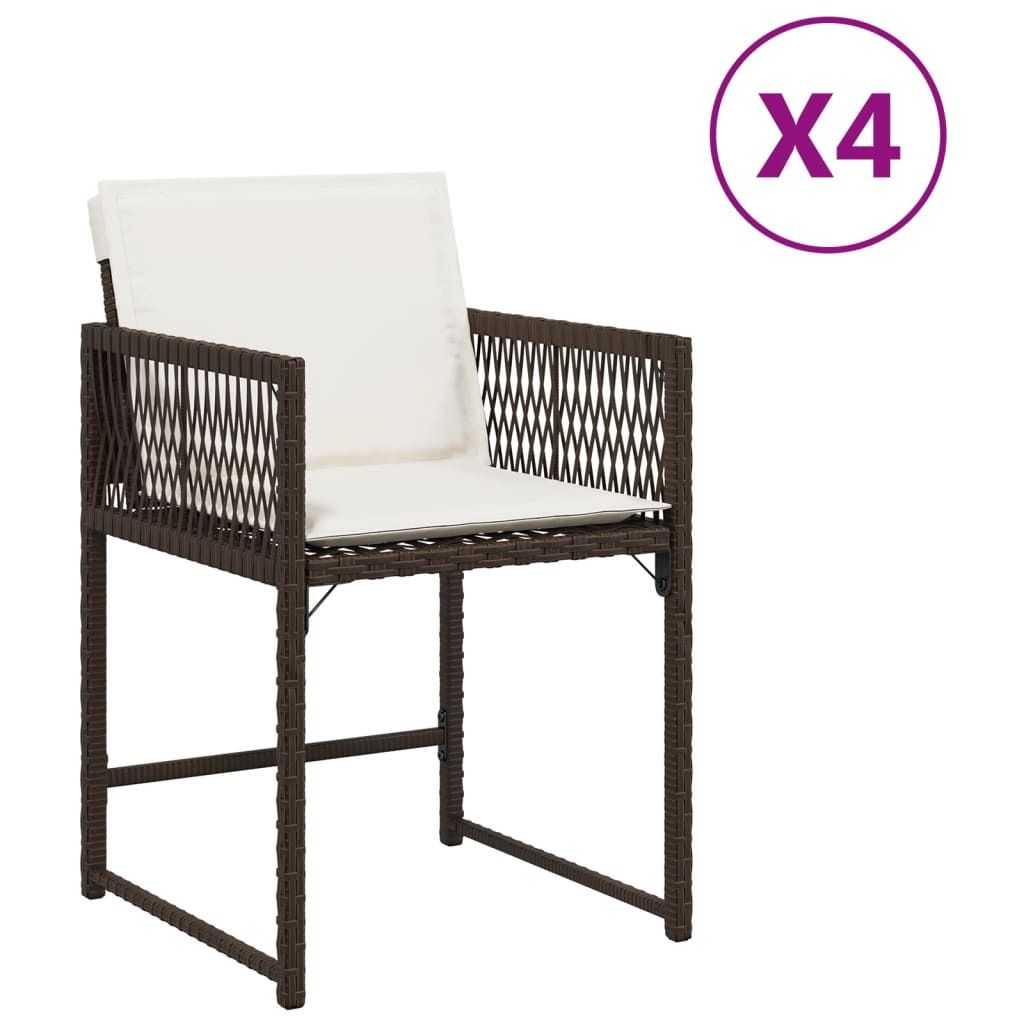 Gartenstühle mit Kissen 4 Stk. Braun Poly Rattan Produktbild 
