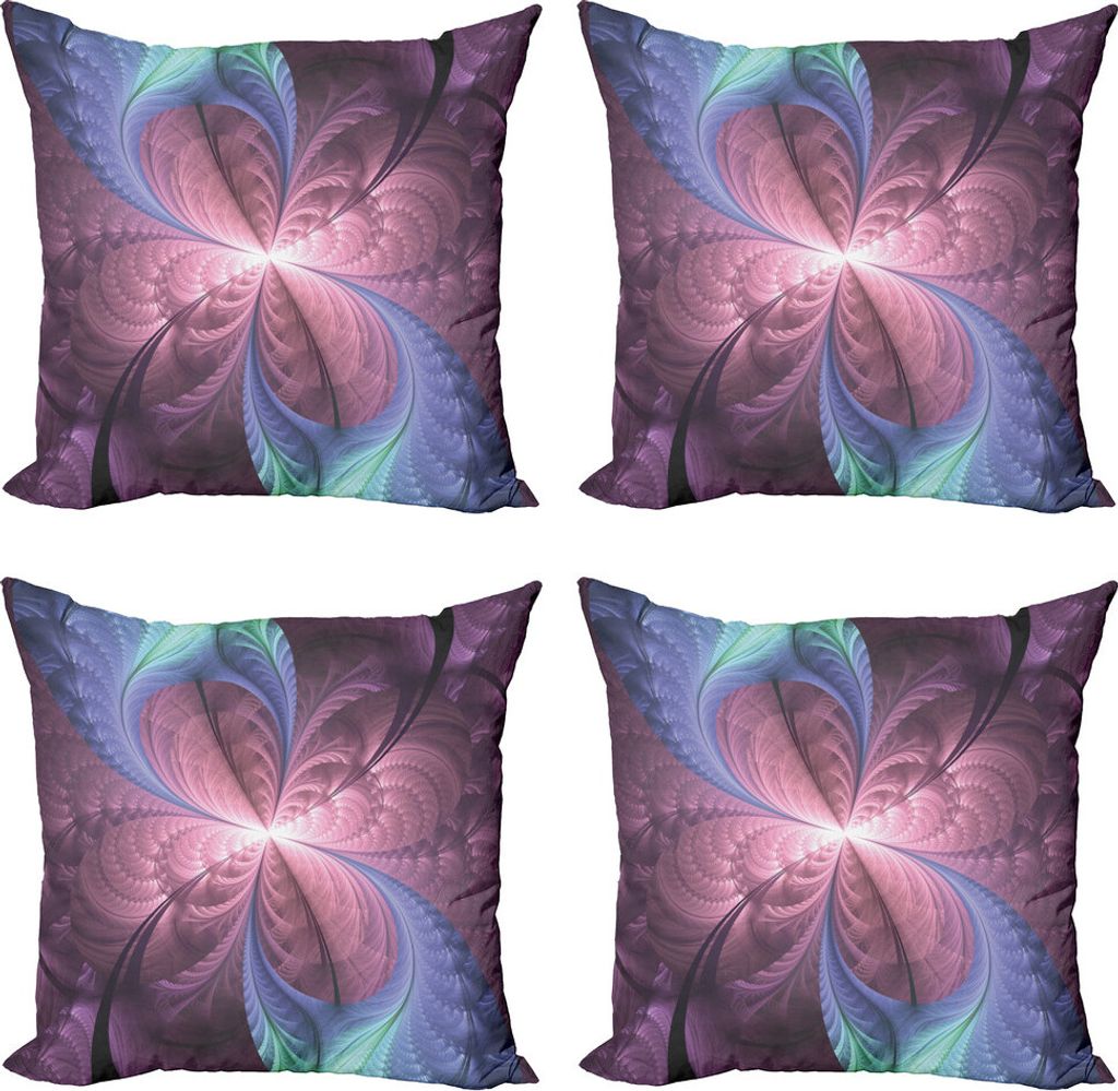 ABAKUHAUS trippy Kissenbezug Set (4 Stück), Blumenturbulenz Entwurf, Moderner Doppelseitiger Digitaldruck, 60 cm x 60 cm, Kadett-Blau Getrocknete ...