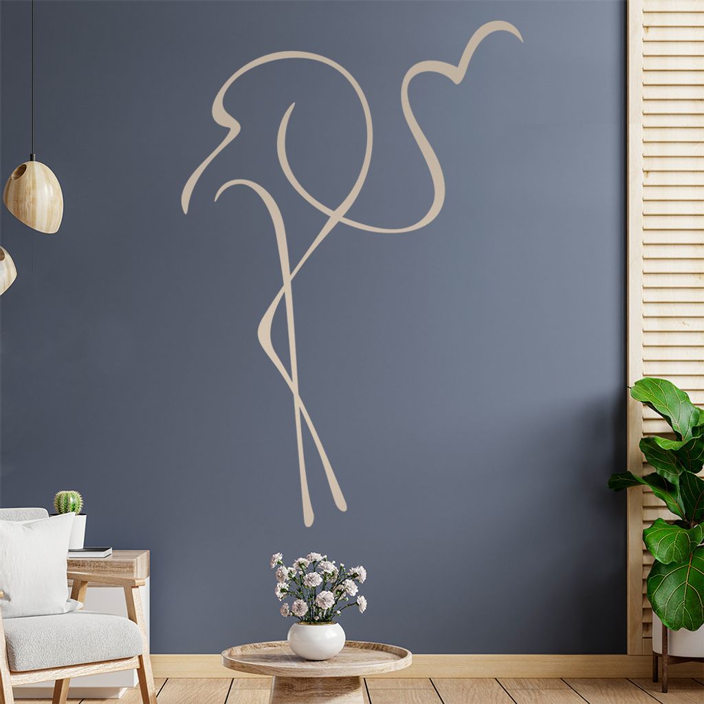 Flamingo Linien Wandtattoo in 6 Größen - Wandaufkleber Wall Sticker - Dekoration, Küche, Wohnzimmer, Schlafzimmer, Badezimmer