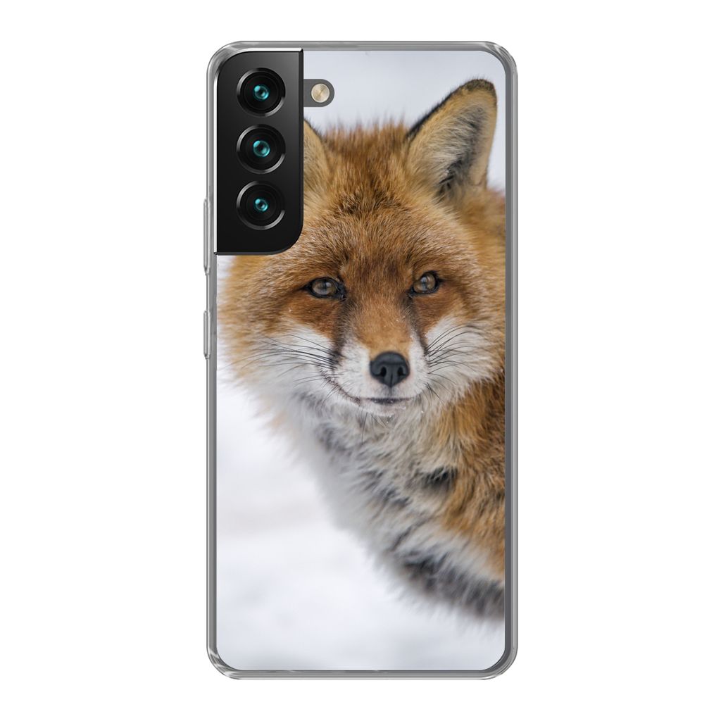 MuchoWow Handyhülle Schutzhülle Hülle für Samsung Galaxy S22 Plus Fuchs - Porträt - Schnee Silikon Softcase Handy Hülle - Schutzabdeckung