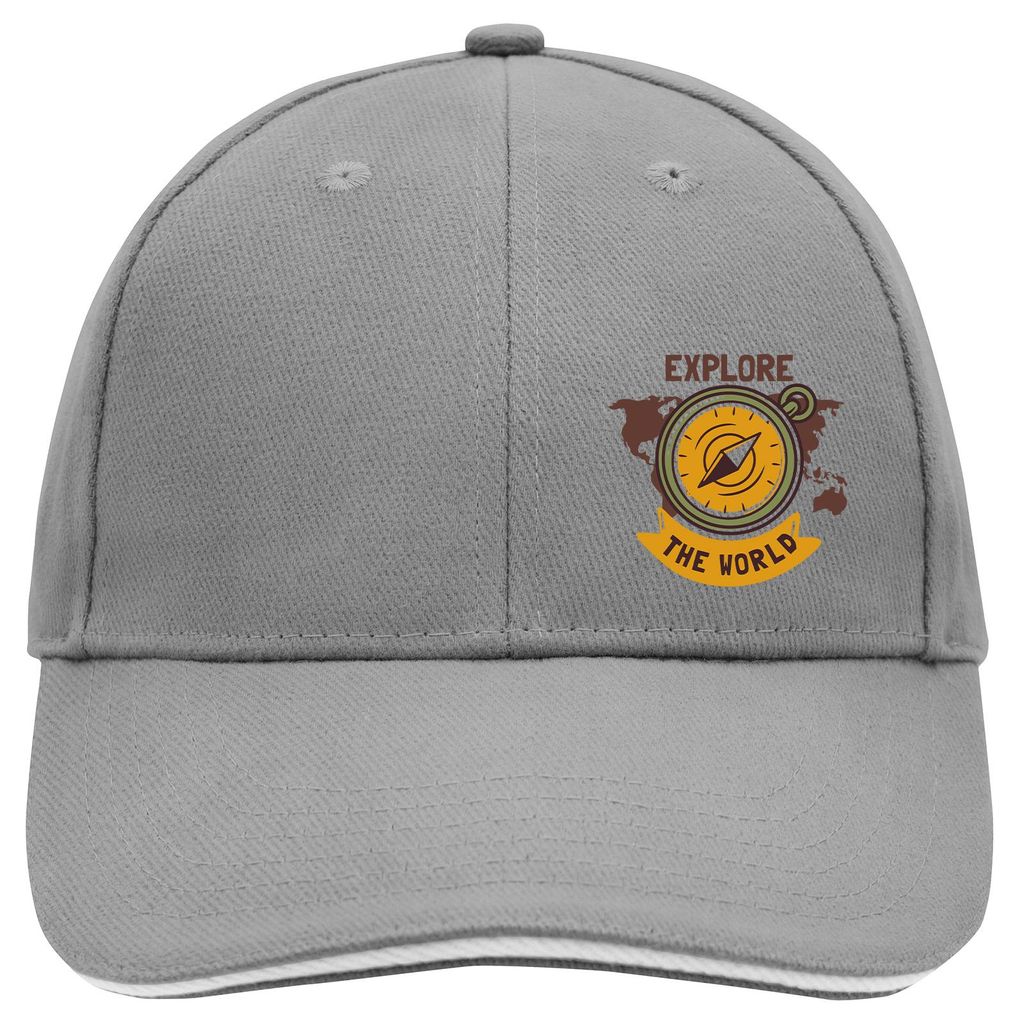 Huuraa Cappy Mütze Explore the world Kompass Dark Grey/White Baumwolle 6-Panel Kappe Geschenkidee