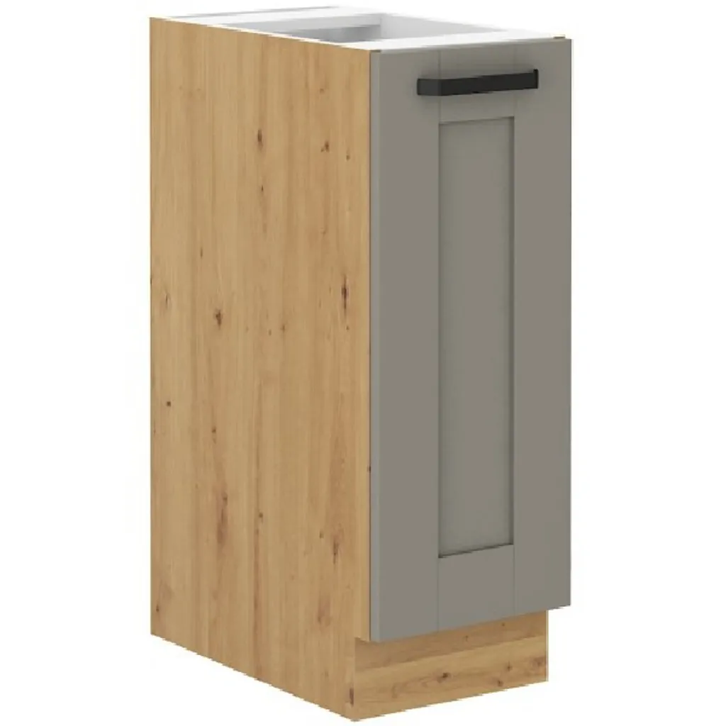 Meuble coulissant LAILI 30 cm gris clair et chêne artisanal premium