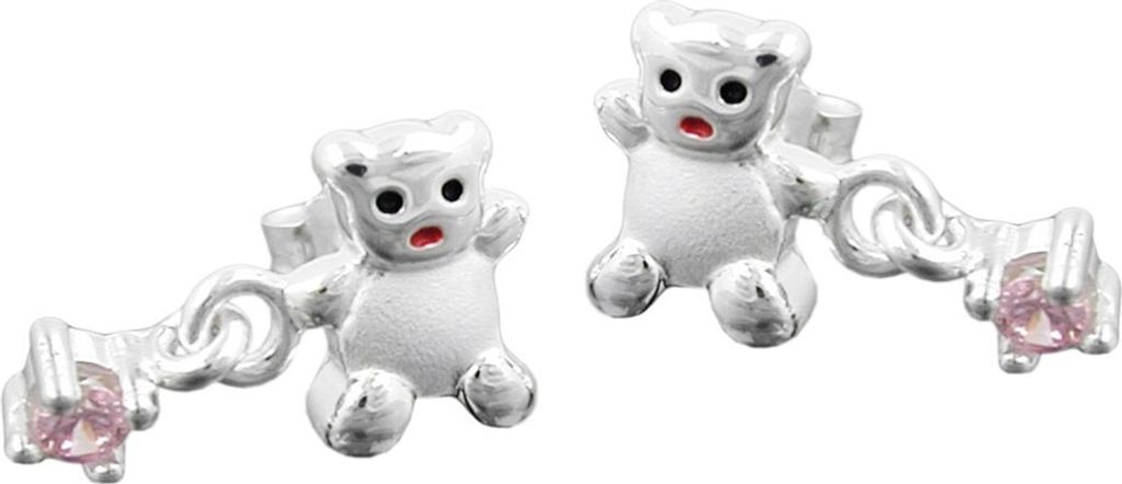 Ohrstecker Stecker Bär Bärchen mit Zirkonia 925 Silber für Kinder