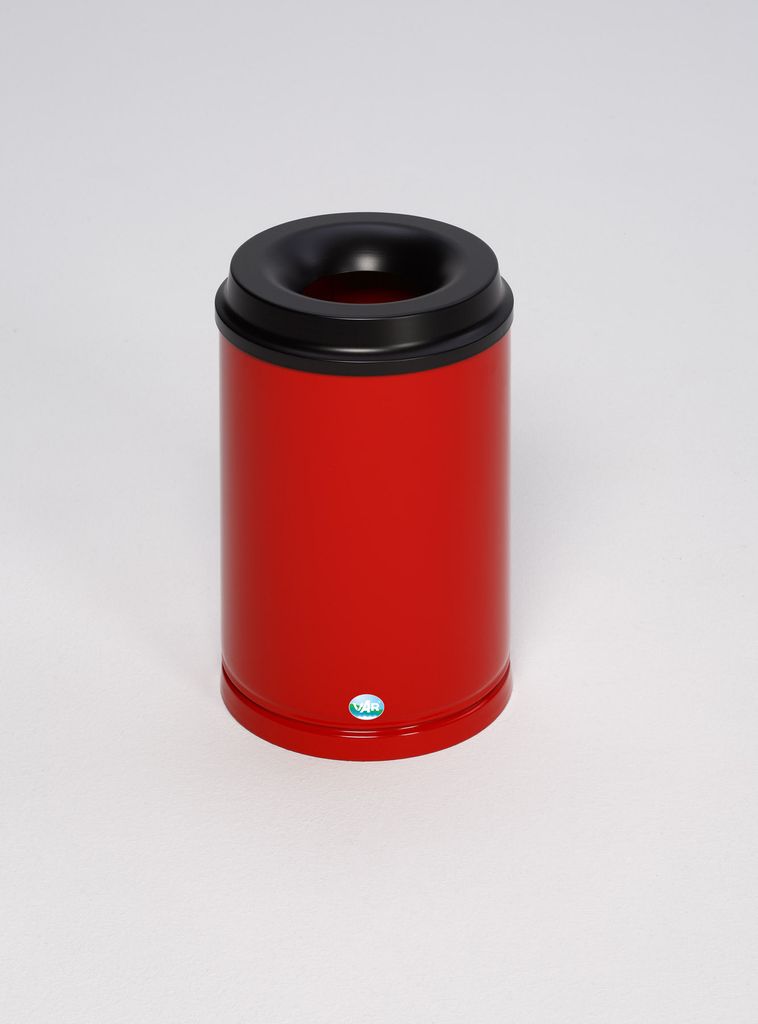 Selbstlöschender Papierkorb | 15 Liter, HxBxT 37x25x25cm | Verzinkter Stahl | Rot