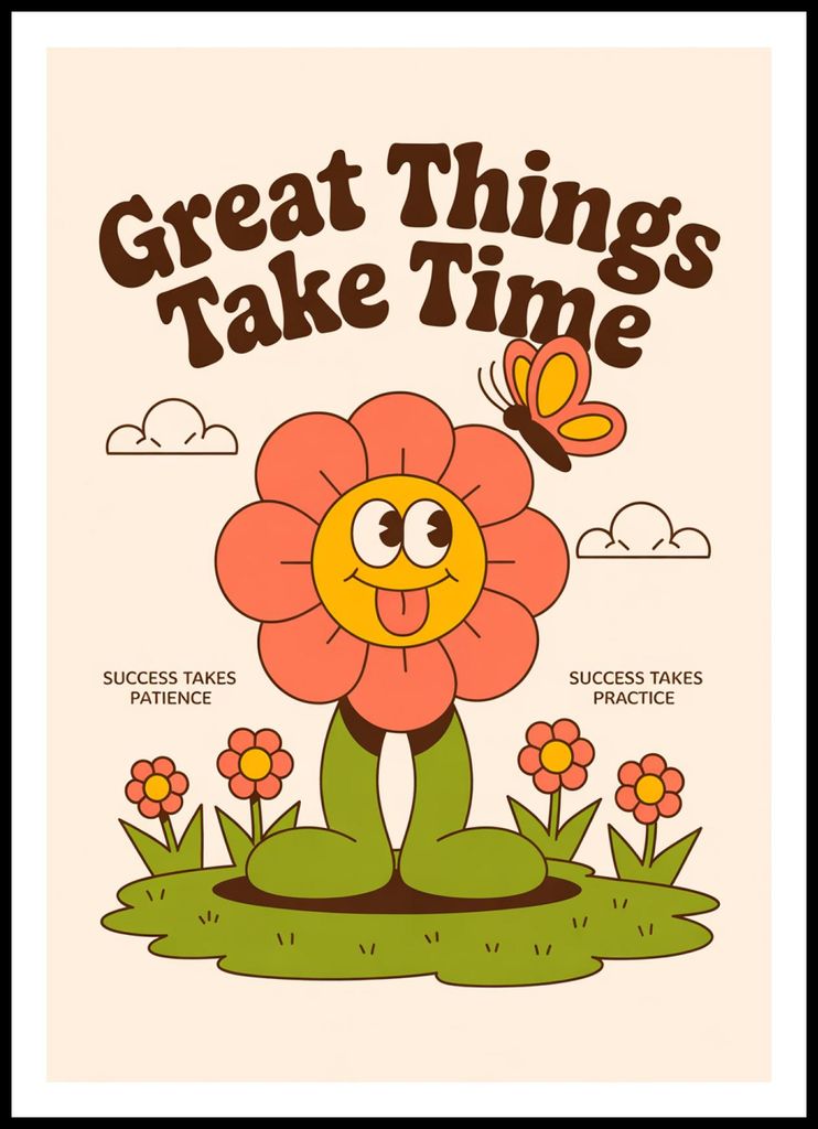 Plakat 70x100cm Motivationsaffirmation Retro Vintage für das Wohnzimmer Große Dinge