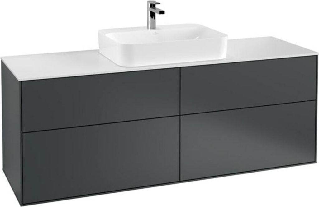 Villeroy & Boch Finion Waschtischunterschrank, 4 Auszüge, mit integrierter Beleuchtung, Waschbecken mittig, 1600x603x501mm, Glass White Matt, G441...