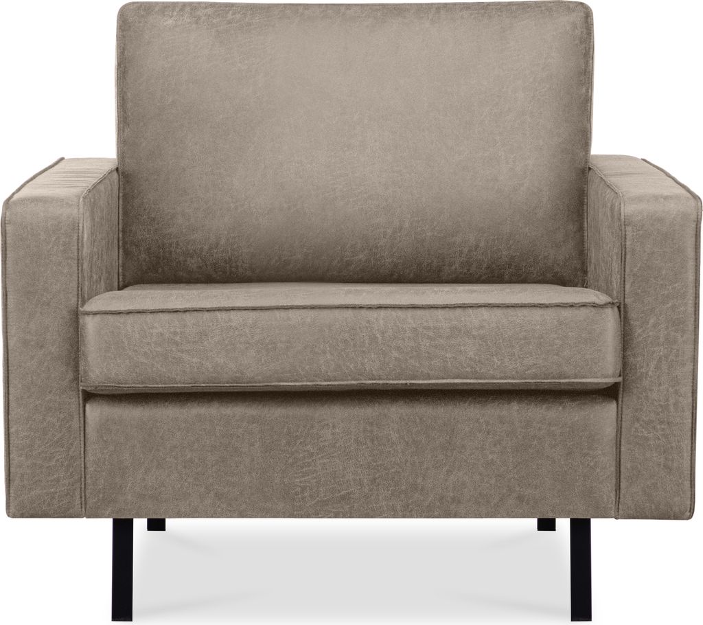 KONSIMO Klassischer Sessel mit Armlehnen auf hohen Metallbeinen "INVIA", Hellgrau, Lederoptik-Stoff, Vintage, 98x87x98cm