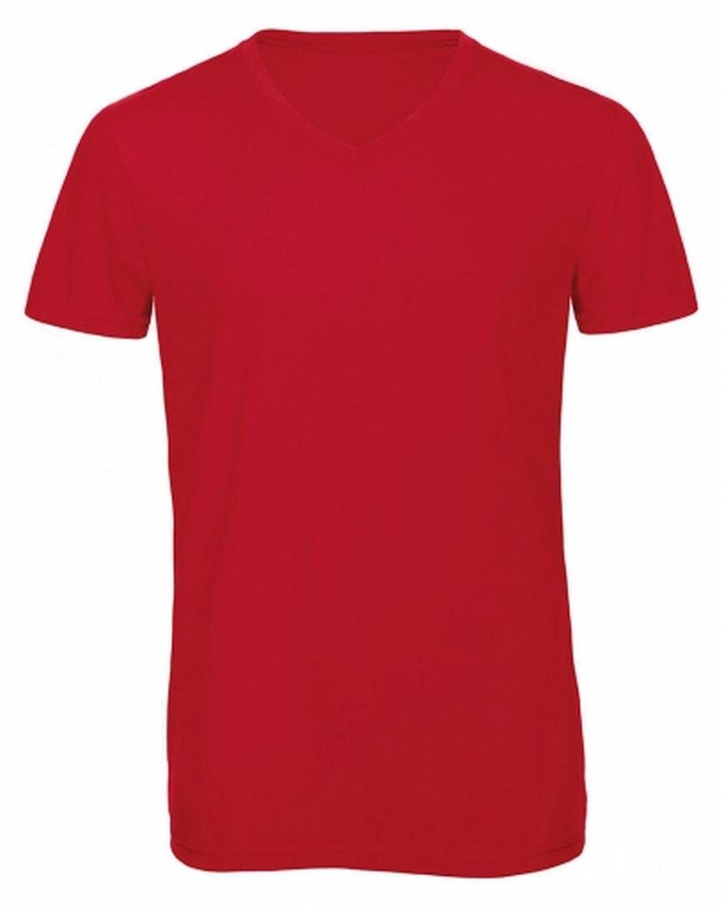 B&C - T-Shirt V-Ausschnitt für Herren FK2341 (XXL) (Rot)
