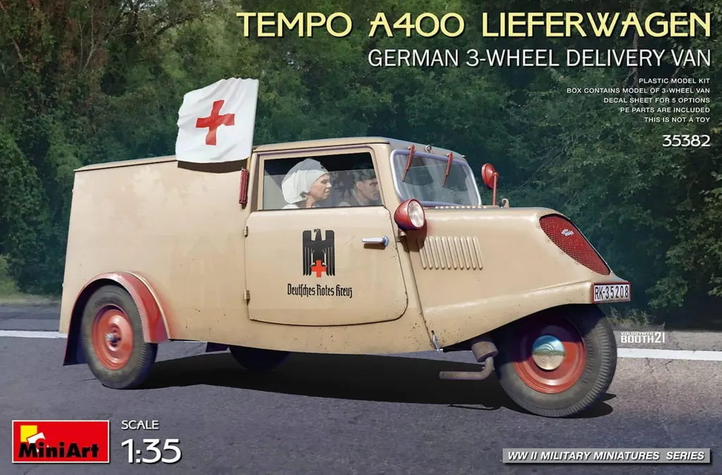 Maquette Camionnette Tempo A400 RK 3 Roues 1/35 MiniArt Kit de Modélisme