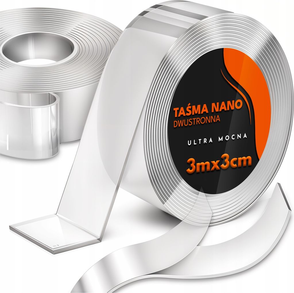 Kuketo | Nano Doppelseitiges Klebeband 3 m × 3 cm – Starke Montageband Wiederverwendbar – Transparent, Rückstandsfrei & Wasserfest