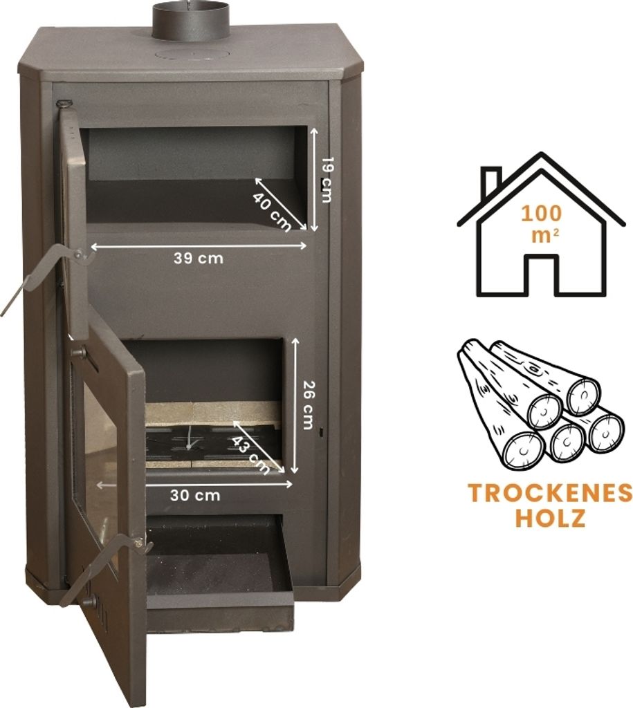 Kaminofen Holzofen Wasserführend mit Backfach Balkan Energy Produktbild 7