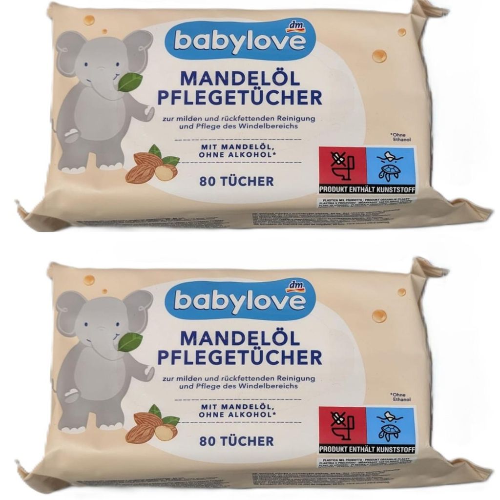 Babylove Mandelöl Pflegetücher  2x80 Stück Produktbild 