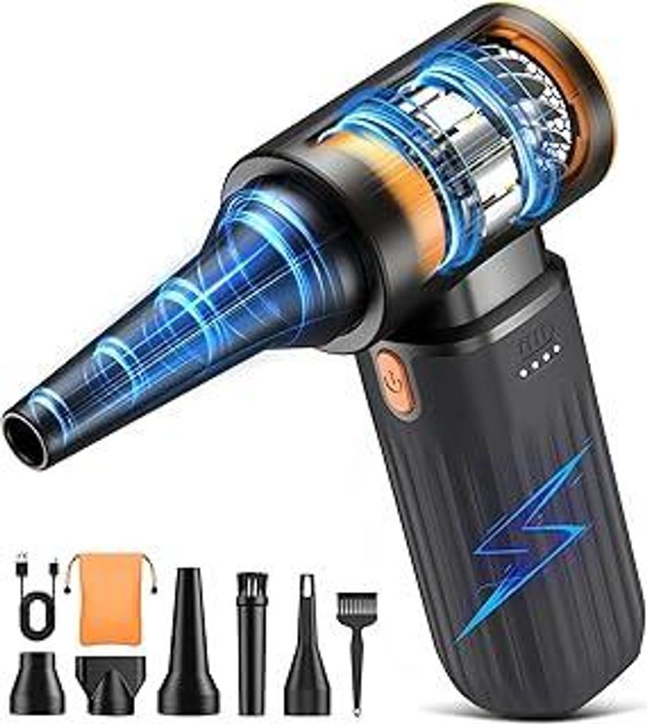 Elektrische Staubgebläse, 3 Gang 200000 RPM Electric Air Duster mit 8000 mAh Akku Ultraleise Druckluft für PC Reinigungsset, Tastaturen, Autos un...