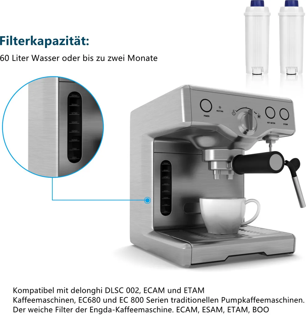 Set 6 Filtri Acqua SWANEW per DeLonghi - Addolcitore DLSC002 - 6
