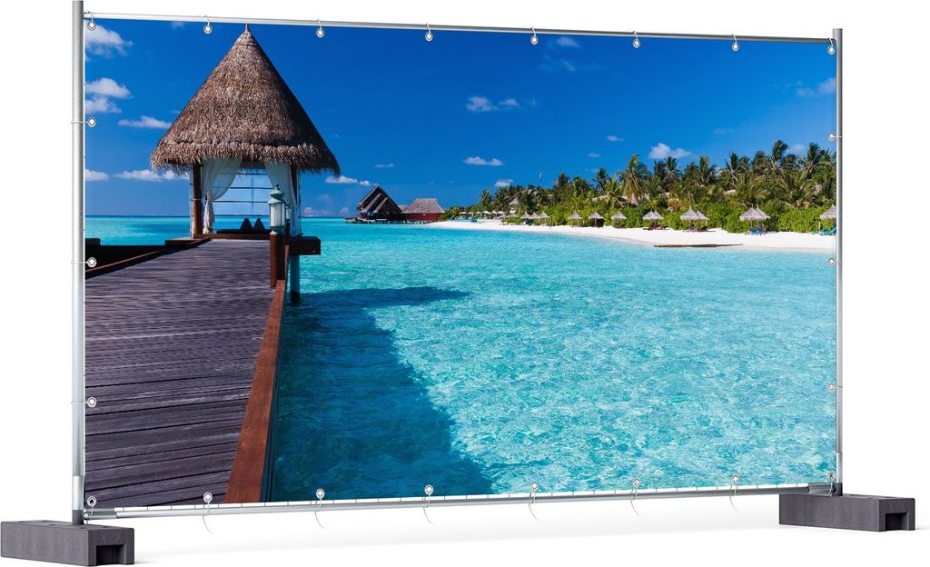 Wallario XXL Outdoor-Poster für Garten oder Balkon, Motiv Ein Platz in der Südsee, in ca. 340 x 173 cm