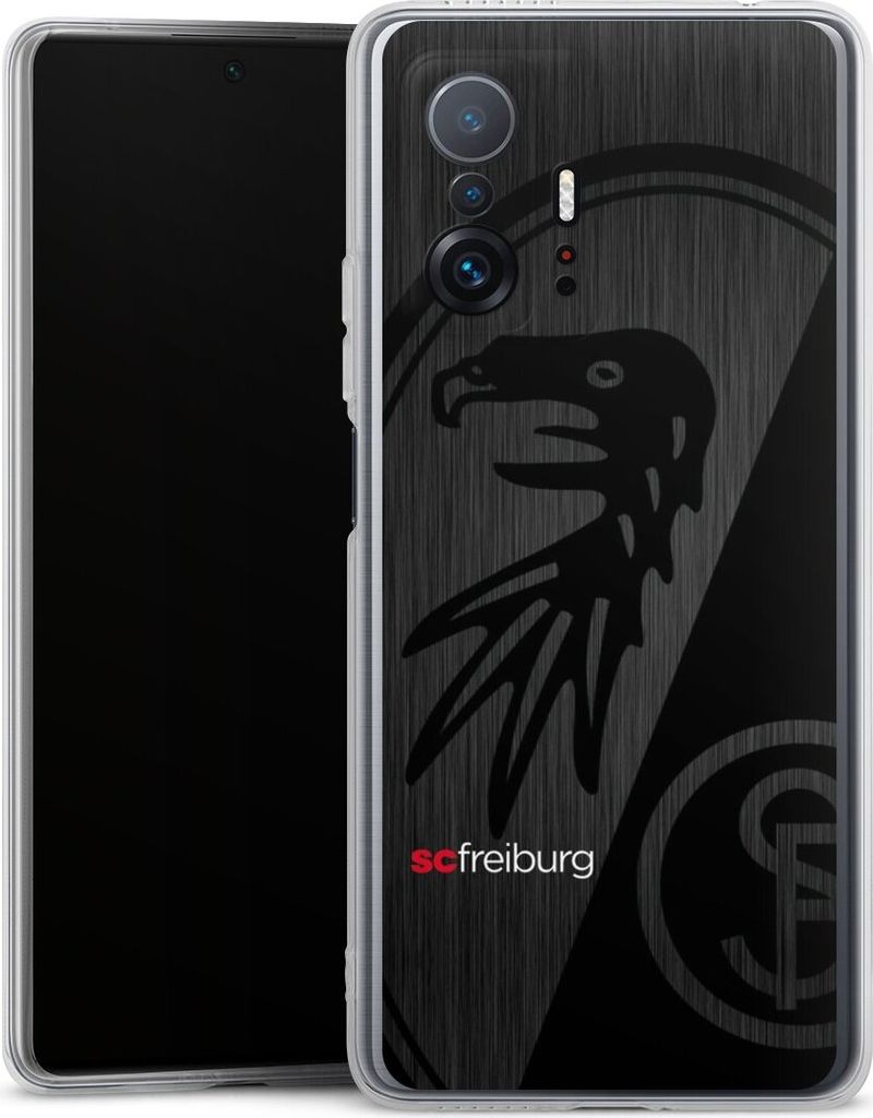 DeinDesign Handyhülle für Xiaomi 11T 5G Silikon Hülle Case Smartphone Schutzhülle Metallic Look Offizielles Lizenzprodukt SC Freiburg