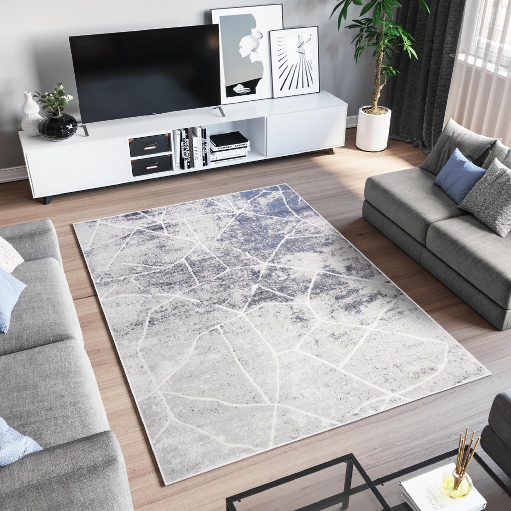 Tapiso Teppich SKY Modern Beige Grau Blau Wohnzimmer 250 x 350 cm