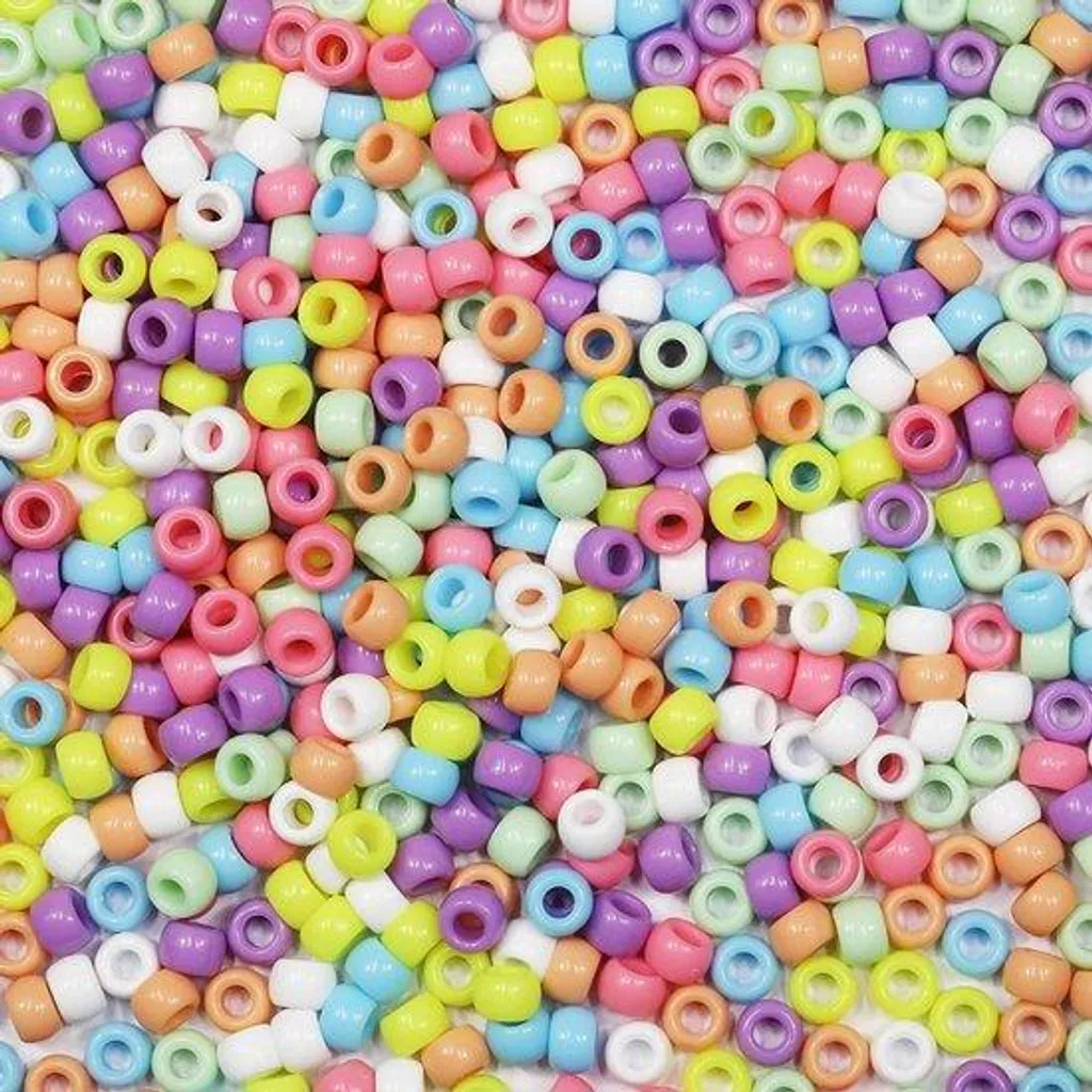 Perles Poney Multicolores 6x9mm - Lot de 1000 Pièces pour Bijoux DIY