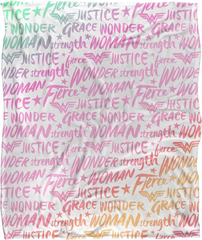Couverture de Voyage Wonder Woman Plaid Chaud pour Soirée TV Blanc et Rose