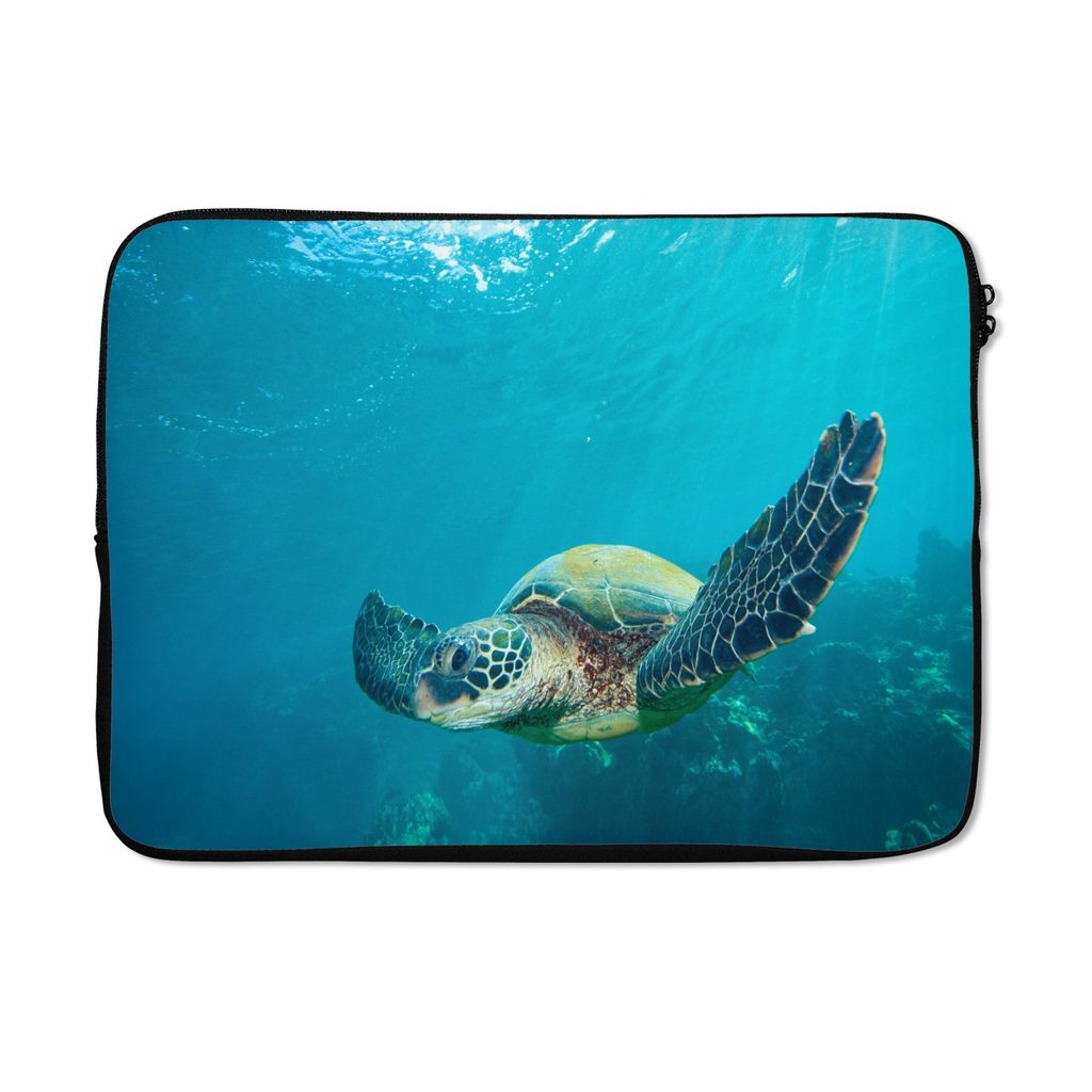 MuchoWow Laptop Hülle 13 Zoll Eine grüne Unterwasser-Schildkröte Laptoptasche - Laptophülle - Sleeve - Rundumschutz