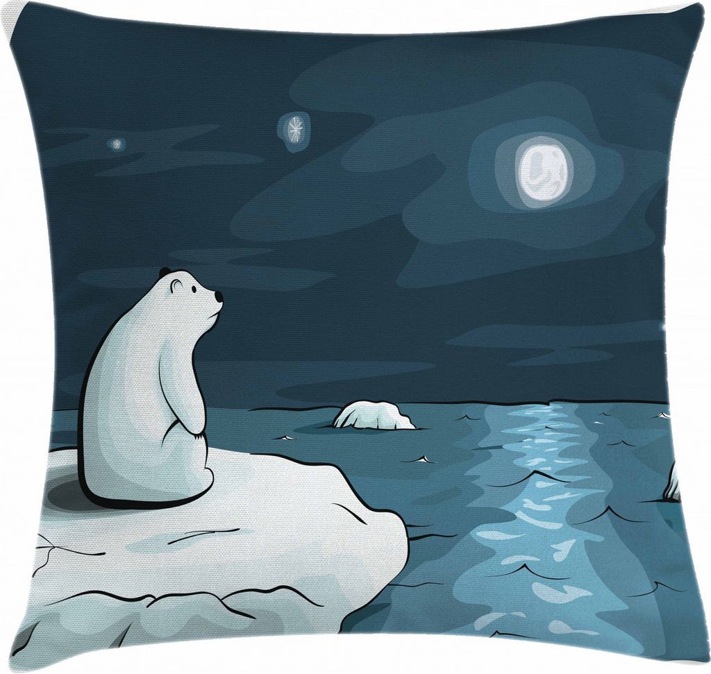 ABAKUHAUS Winter Kissenbezug, Eisbär-Mond-Karikatur, mit Reißverschluss Waschbar Beidseitiger Digitaldruck Klare Farben Hochwertige Stoff, 45 x 4...