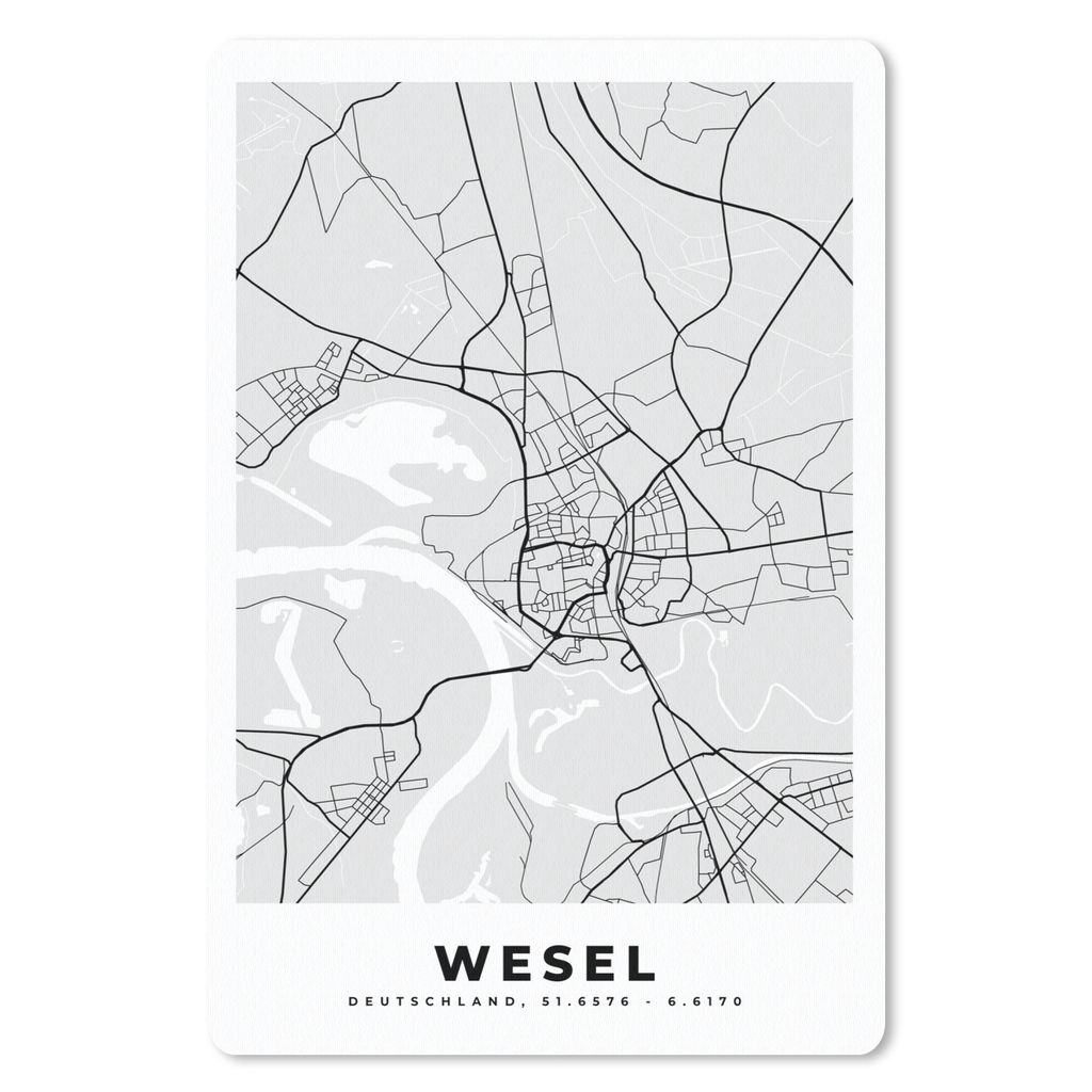 MuchoWow Mauspad Mousepad Duitlsand - Wesel - Karte - Stadtplan 40x60 cm - Mousepads - Maus Mat - Pad - Mausunterlage - Schreibtisch Accesoire
