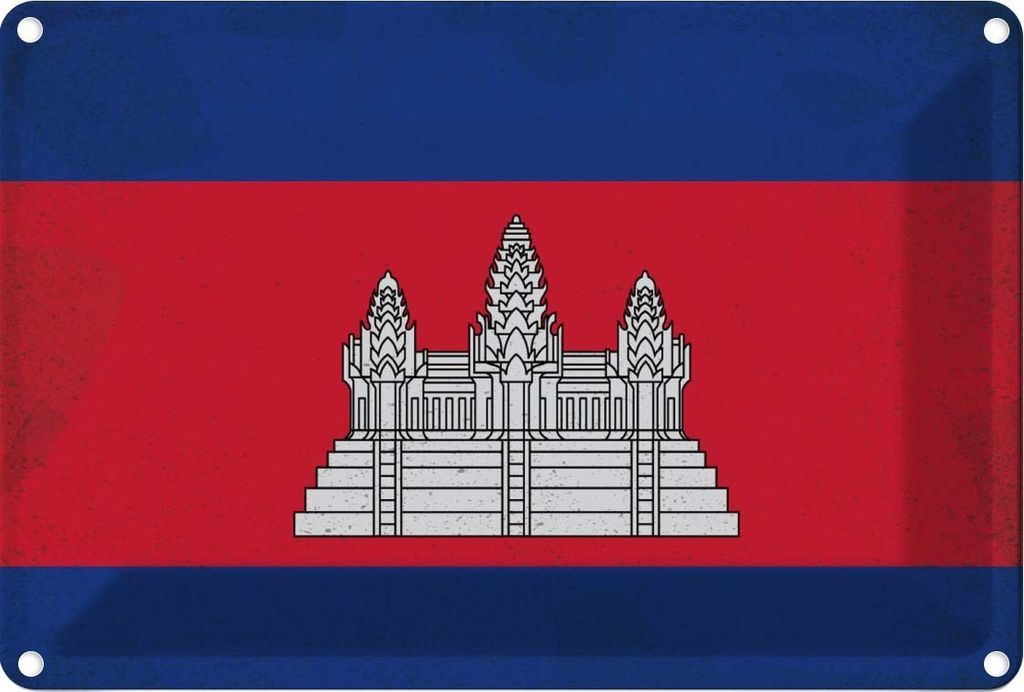 vianmo Blechschild 12x18 cm Kambodscha Cambodia Vintage Flagge Fahne Wappen