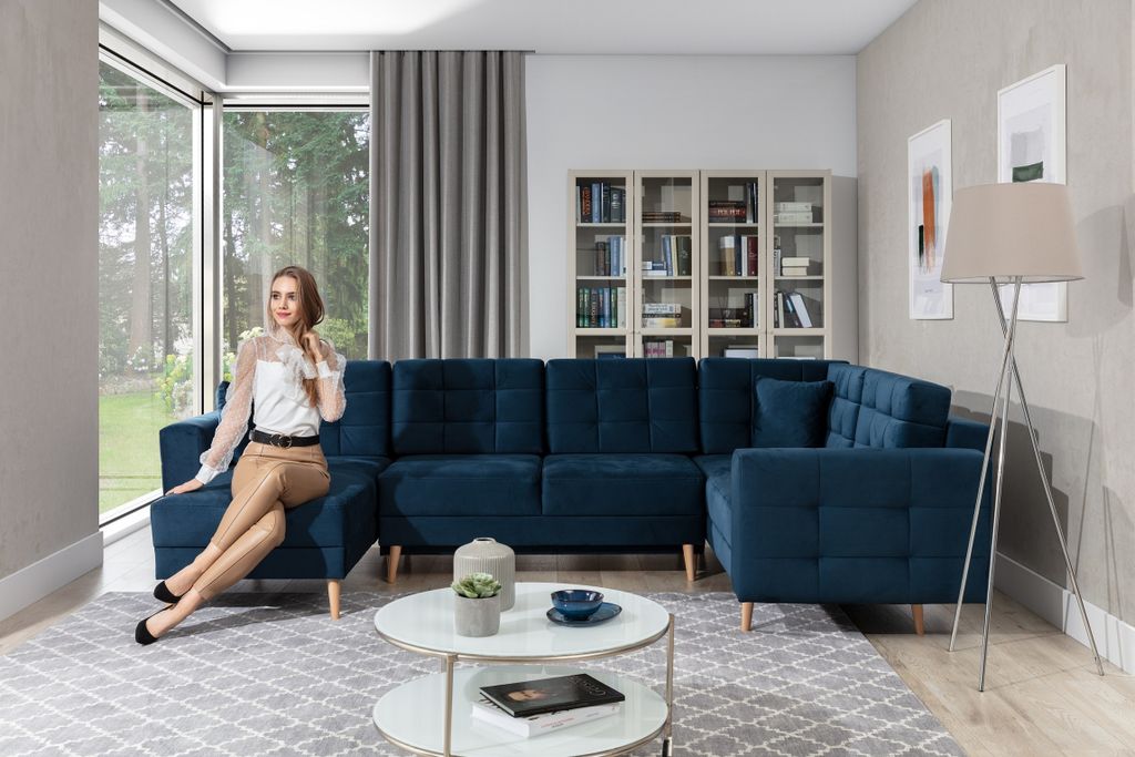 Elegantes Asgard U Ecksofa in Samtstoff