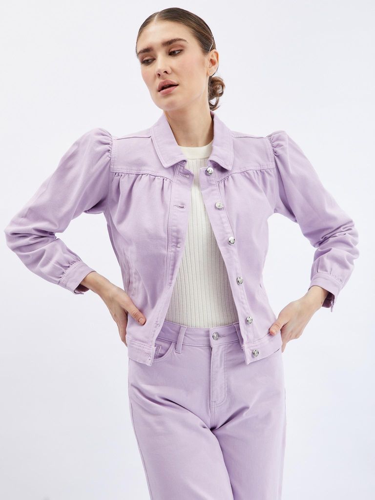 Orsay Hellviolette Damen-Jeansjacke mit Rüschenärmeln 821143432000__38