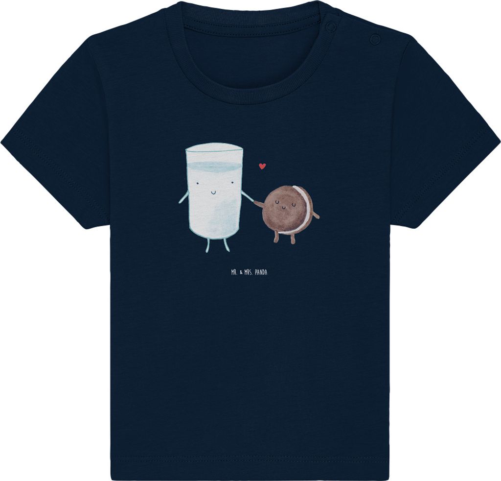 Mr. & Mrs. Panda Babyshirt Milch Keks 12. - 18. Monat - French Navy - Geschenk, Cookie, Kinder Oberteil, , Milk, Lustige Sprüche, Öko Baby T-Shir...