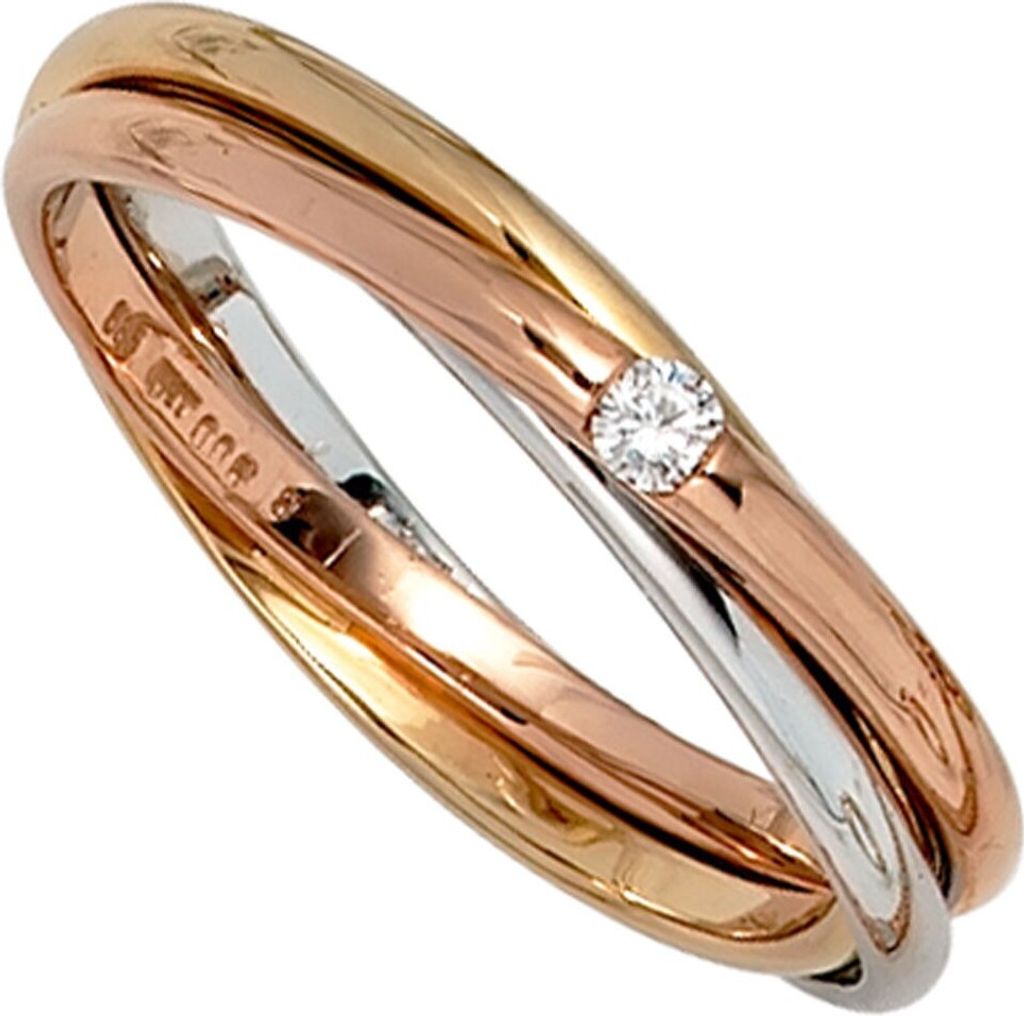 Ring Goldring mit Diamant 585 Weißgold Gelbgold Rotgold Fingerschmuck für Damen Innenumfang 54mm Ø17.2mm