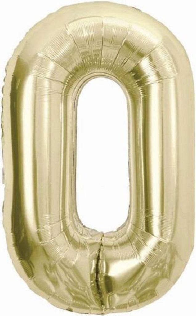 Folienballon, Zahl 0, Gold, Champagner, 85 cm.