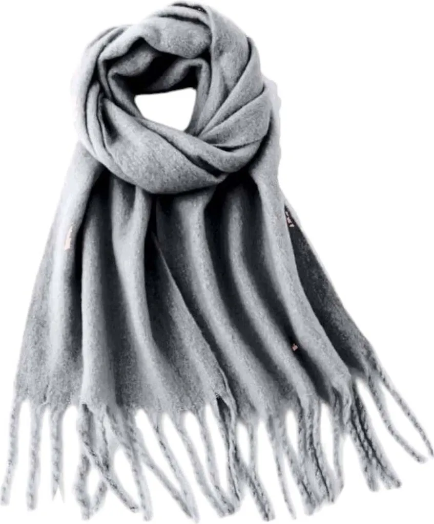 Sciarpa con frange bouclé " Sciarpa da donna 210 x 40 cm " Sciarpa invernale da donna con nappe " Sciarpa invernale Super Soft: Verde oliva Colore: Verde oliva