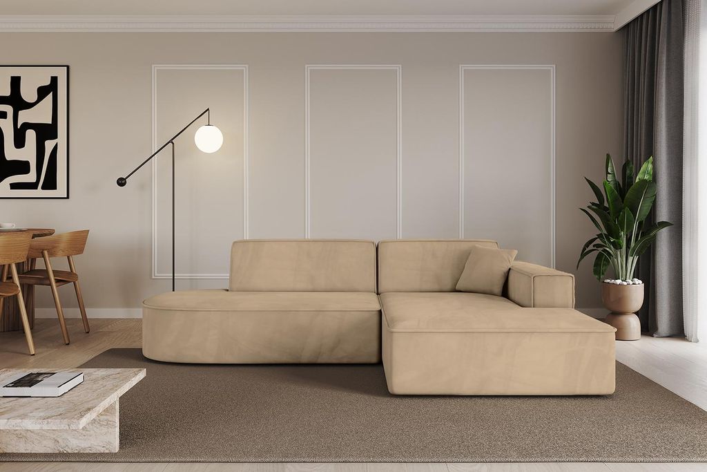 ALTDECOR Ecksofa in L-Form IREA-L1-v4 232x165x77 cm Beige Corner Sofa Eckcouch Couch Wohnlandschaft Cauchsofa