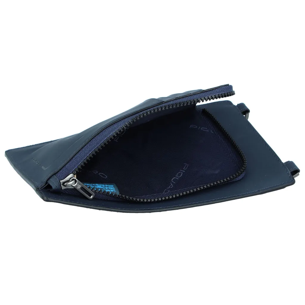 Sacoche Piquadro PQJ en cuir bleu avec poche frontale pratique - 9