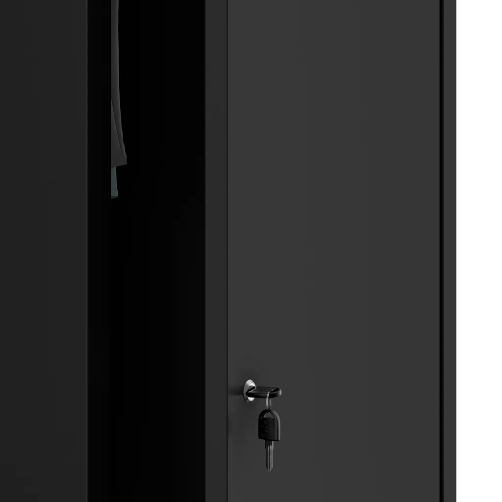 Armoire à balais métallique noire 2 compartiments 185x50x50 cm robuste