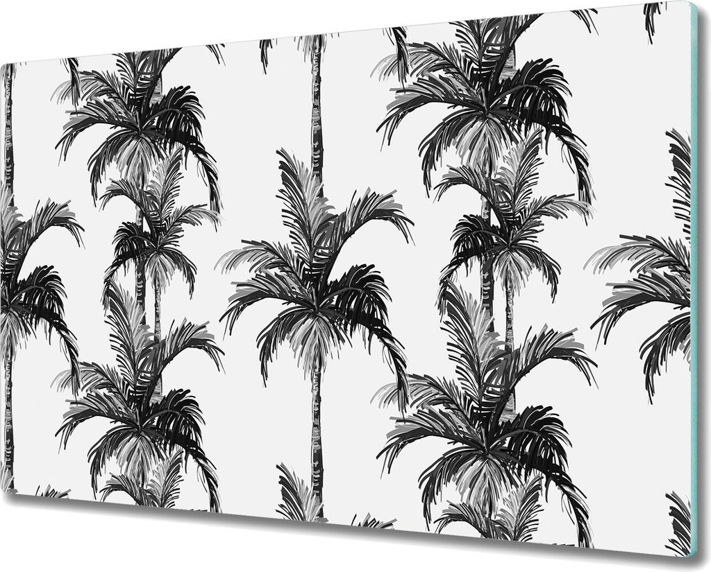 Glas Schneidebrett Herdabdeckplatten Schneideplatten - 80x52 cm - Graue Palmen