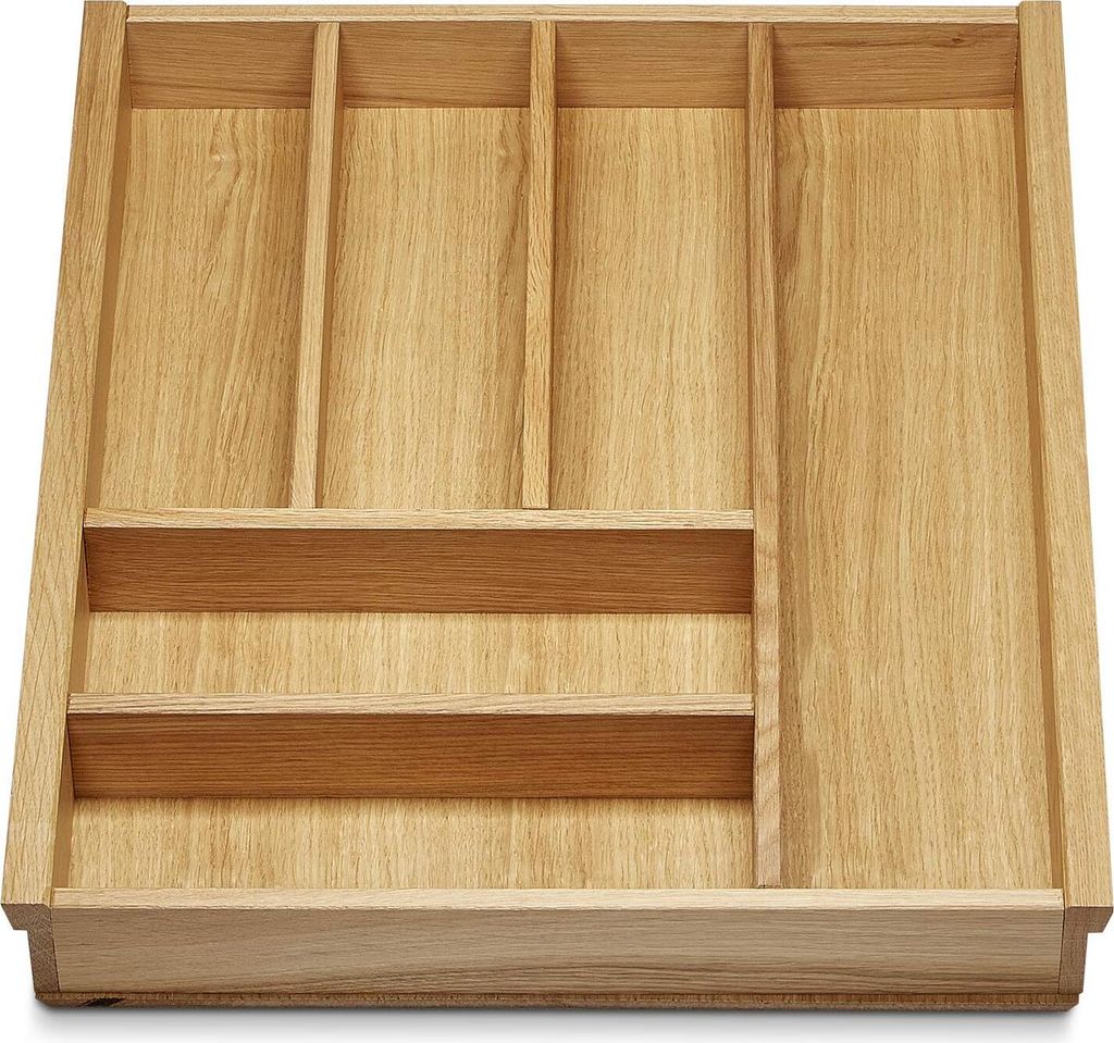 ORGA-BOX III EICHE Besteckeinsatz für 50er Schublade z.B. Nobilia ab 08/2012 (473 x 397 mm) Holz-Besteckkasten mit 6 Fächern