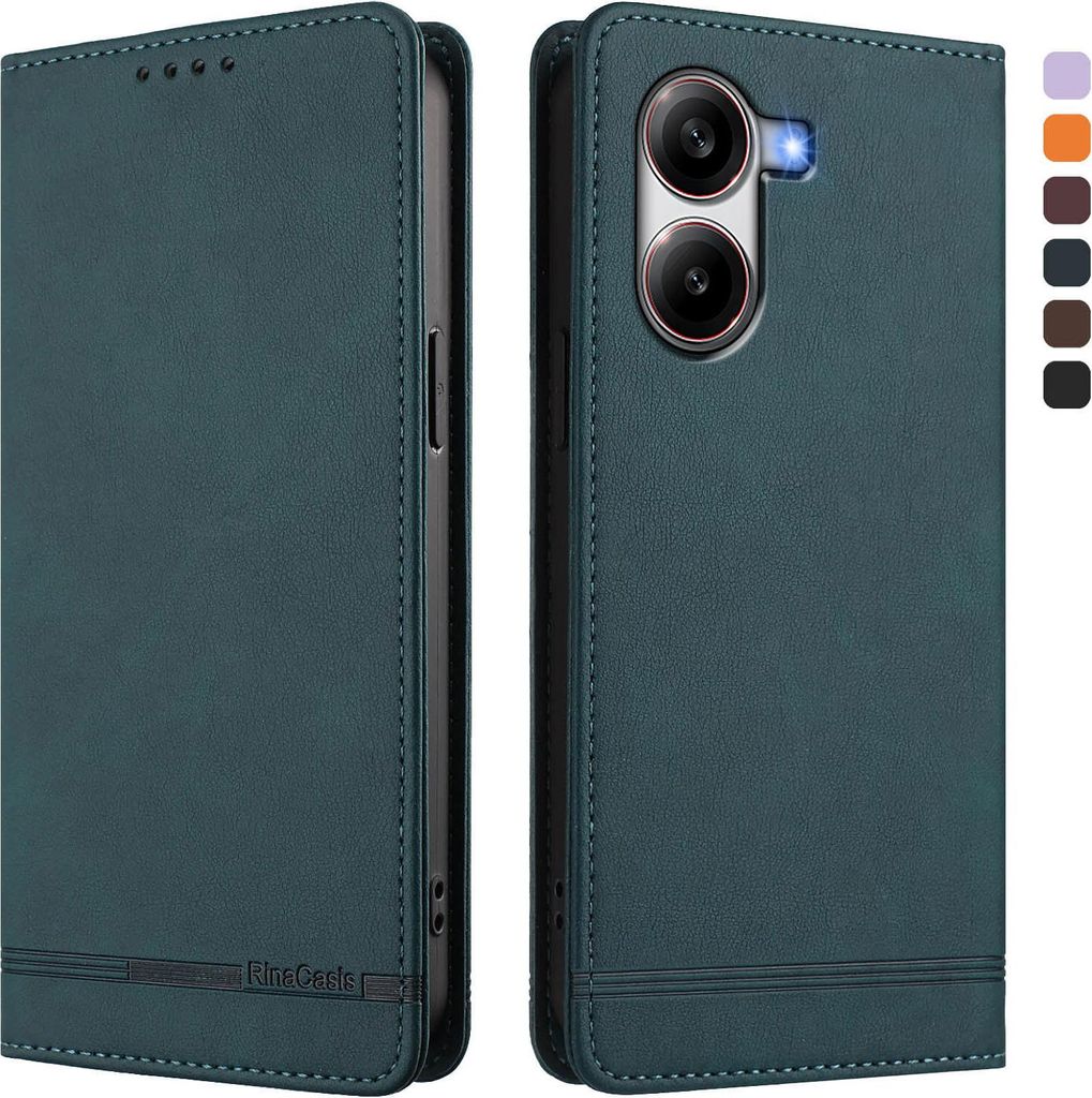Hülle für Xiaomi Poco X7 Pro, Retro Kunstleder Ständer Klapphülle mit Kartenfächer und Magnetische Grün